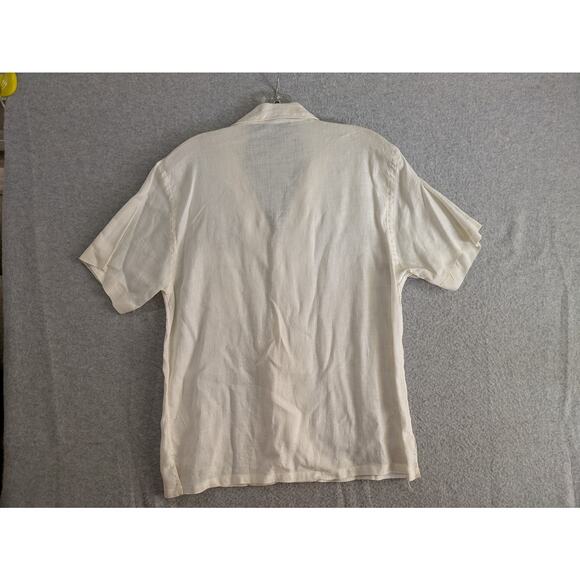 Polo Ralph Lauren Shirt Womens Sz 10 100% Linen Short Sleeve Button cream vtg - Picture 2 of 10